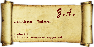 Zeidner Ambos névjegykártya